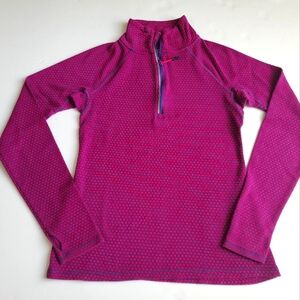 Eddie Bauer Women's Purple Base Layer Active Top Polka Dot Long Sleeve 1/4 Zip S